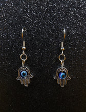 Load image into Gallery viewer, Hamsa Hand Dangle Earrings