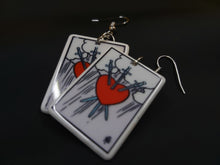 Load image into Gallery viewer, 3 of Swords Tarot Card Dangle Earrings