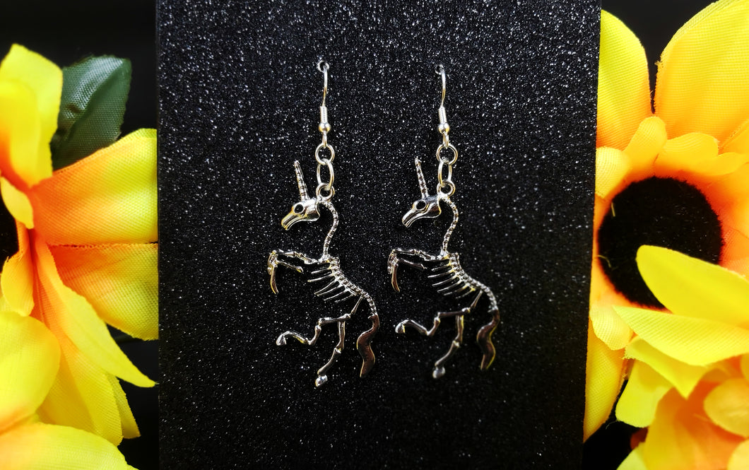 Unicorn Skeleton Dangle Earrings