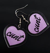 Load image into Gallery viewer, Cunt Heart Dangle Earrings
