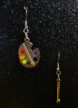 Load image into Gallery viewer, Paint and Palette Dangle Earrings
