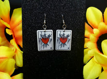 Load image into Gallery viewer, 3 of Swords Tarot Card Dangle Earrings
