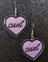 Load image into Gallery viewer, Cunt Heart Dangle Earrings
